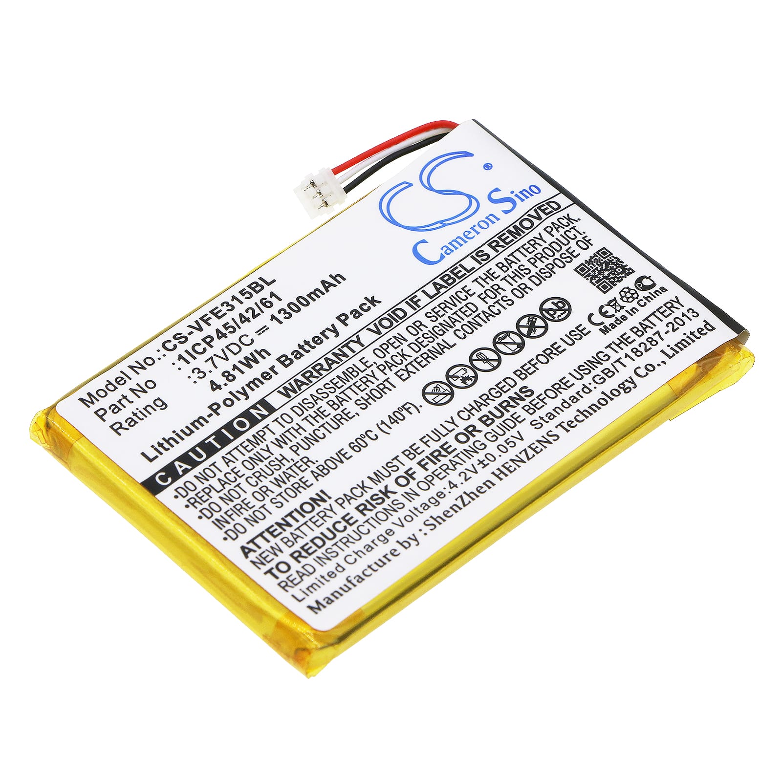 Batteri till Verifone e315 mfl - 1.300 mAh